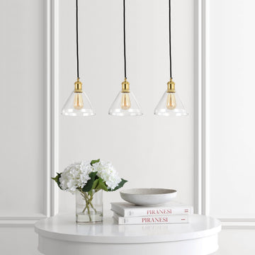 Kiawah Island 30.5" Metal/Glass Contemporary Modern LED Pendant - JONATHAN Y